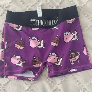 ChicknLegs Women's Purple Cow Print Athletic Shorts